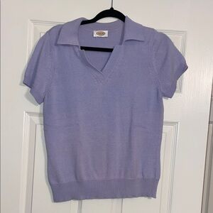 Talbots Lavender Short-Sleeve Polo Sweater